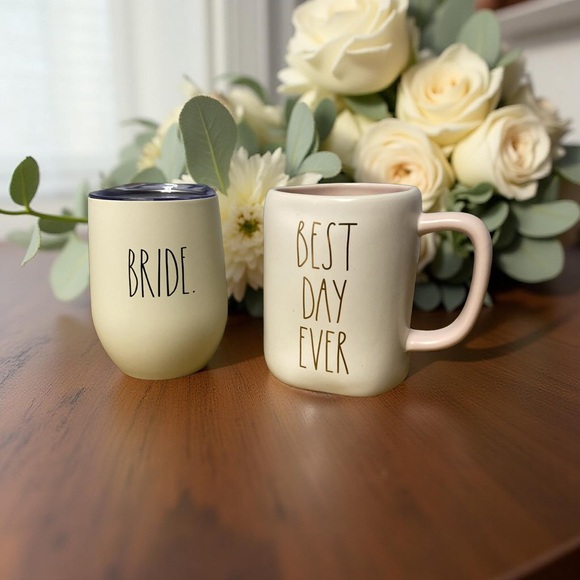 Rae Dunn Bridal Bundle – 2021 Bride Wine Tumbler & “Best Day Ever” Mug – Wedding - Picture 1 of 11